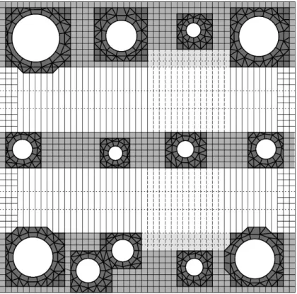 Figure 4 – Structure du plancher haut du 5e niveau. Les trois bandes d’appui sont représentées en gris