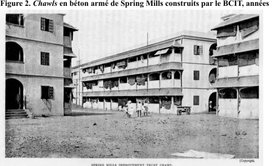 Figure 2. Chawls en béton armé de Spring Mills construits par le BCIT, années 1920