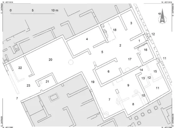 Fig. 2 – Plan de VI 11, 11‑12/7 avec les structures mises au jour lors de la campagne 2019