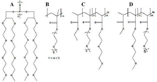 Figure  1.13  Architecture  de  certains  polymères  non  linéaires  retrouvés  dans  la  littérature