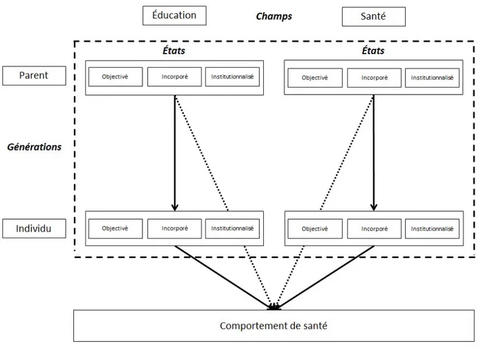 Figure 2. Cadre conceptuel pour comprendre la relation entre le capital culturel et les inégalités de santé 