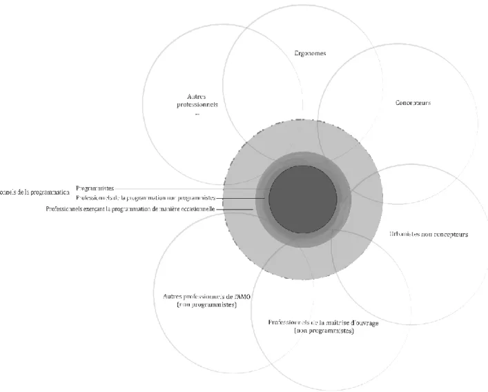Figure 3 Représentation schématique de la structuration des professionnels exerçant une  activité de programmation 