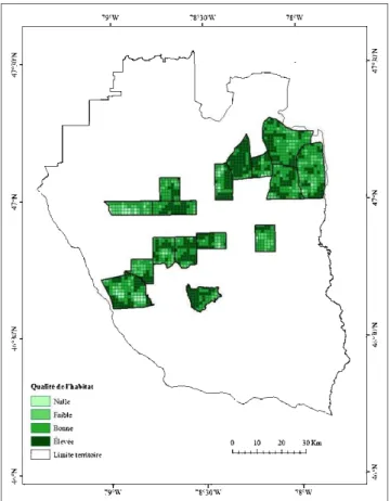 Figure  2.2  Indice  de  qualité  de  l'habitat  de  l' orignal  calculé  pour  16  terrains  de  trappe  familiaux