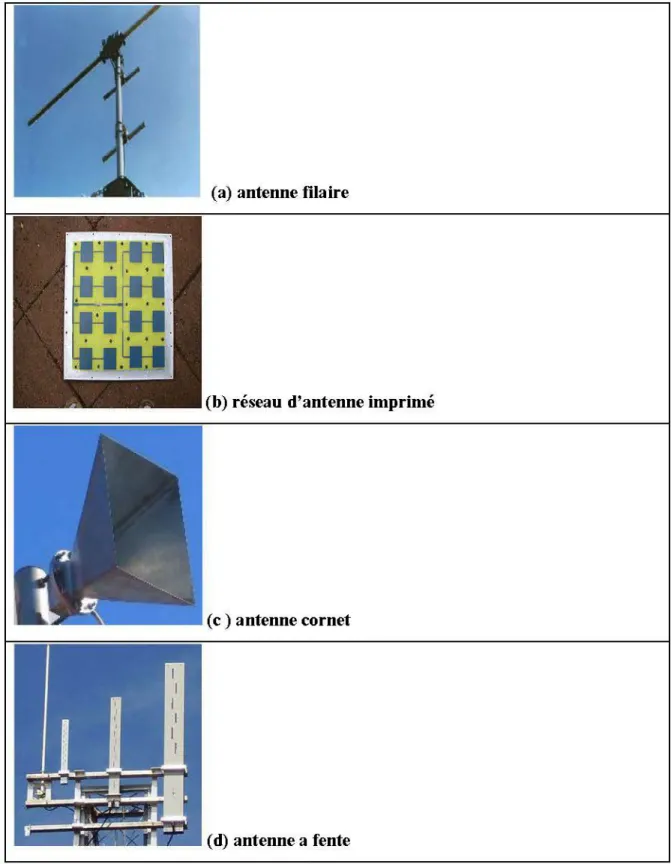 Figure 1.2.  Différentes formes d'antennes [6]. 
