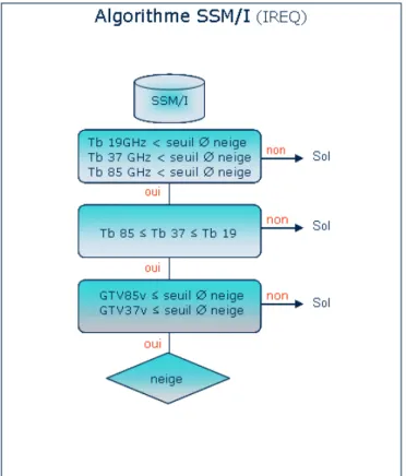 Figure 1.7. Représentation visuelle de l’algorithme utilisé par l’IREQ pour traiter les données SSM/I, image provenant de la base de données de l’Institut de recherche d’Hydro-Québec.