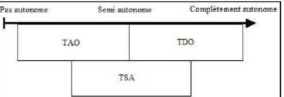 Figure 1. 3:  Classement de laT AO, TDO et TSA selon le degré d'autonomie du  dispositif  esclave [4] 