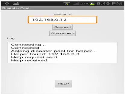 Figure 5 shows the demander while asking the server to locate an available helper, then sends the help request to the located smart phone, and finally get back the result.