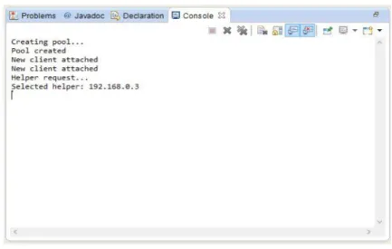 Figure 4 shows the running server after the two smartphone were registered to it: 