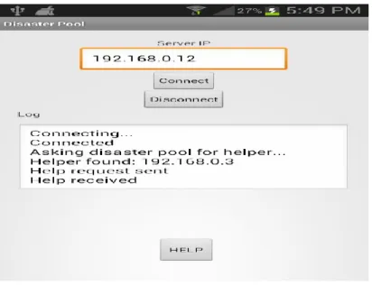 Figure 5 shows the demander while asking the server to locate an available helper, then  sends the help request to the located smart phone, and finally get back the result