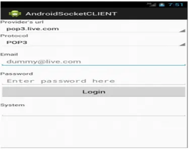 Fig. 2. User interface of Android device