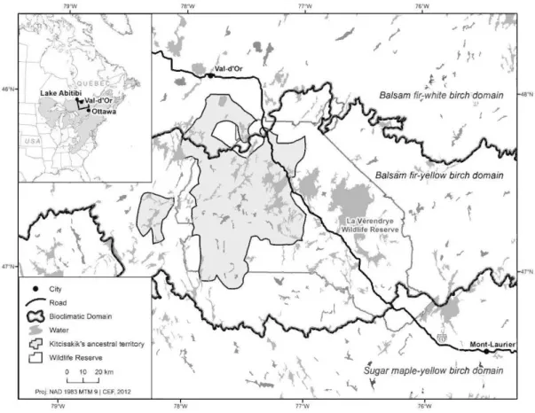 Figure  1.2  Location  of the  study  area  in  the  Abitibi-Témiscamingue  region  of  western  Quebec