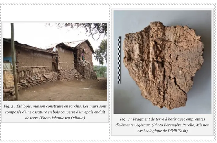 Fig. 3 : Éthiopie, maison construite en torchis. Les murs sont composés d'une ossature en bois couverte d'un épais enduit