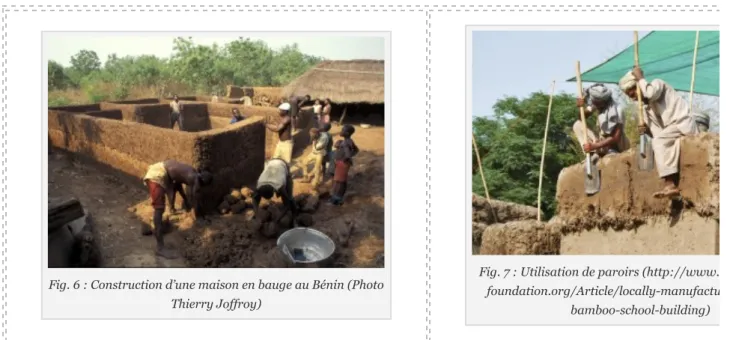 Fig. 6 : Construction d’une maison en bauge au Bénin (Photo Thierry Joffroy)