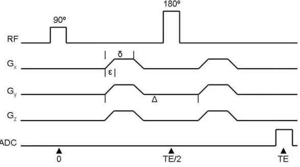 Fig. 3.1 – Acquisition classique de diffusion bas´ee sur une s´equence de type ´echo de spin