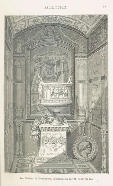 Fig. 4. « Les illusions de Ronciglione », gravé d’après un dessin de Félix Duban  dédié à Léon Vaudoyer en mémoire de leur séjour italien