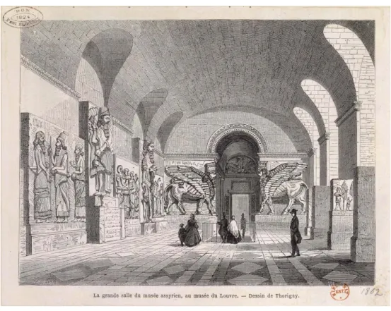 Fig. 1 : F. Thorigny illustrateur, La grande salle assyrienne au musée du Louvre. 
