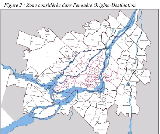 Figure 2 : Zone considérée dans l'enquête Origine-Destination