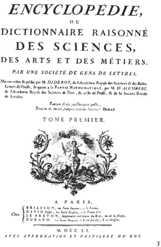 Figé dans la matière (en ce qtli concerne l’Encyclopédie ou Dictio,inaire raisonné des sciences, des arts et des métiers)