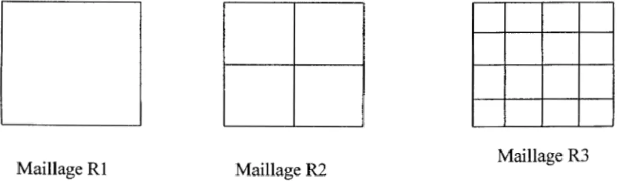 Figure 7: Maillage des carrés unitaires pour la méthode d'aire-intégration 