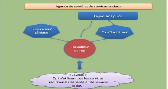 Figure 1. Structure du programme Travailleur de rue en Abitibi-Témiscamingue.  