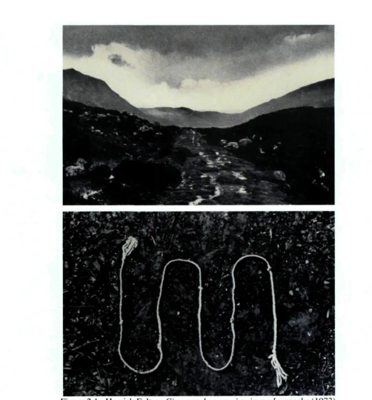 Figure 2.1 : Hamish Fulton. Cinq nœuds pour cinq jours de marche (1973).