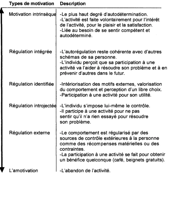 Figure 3.4  Échelle de motivation sur un continuum 