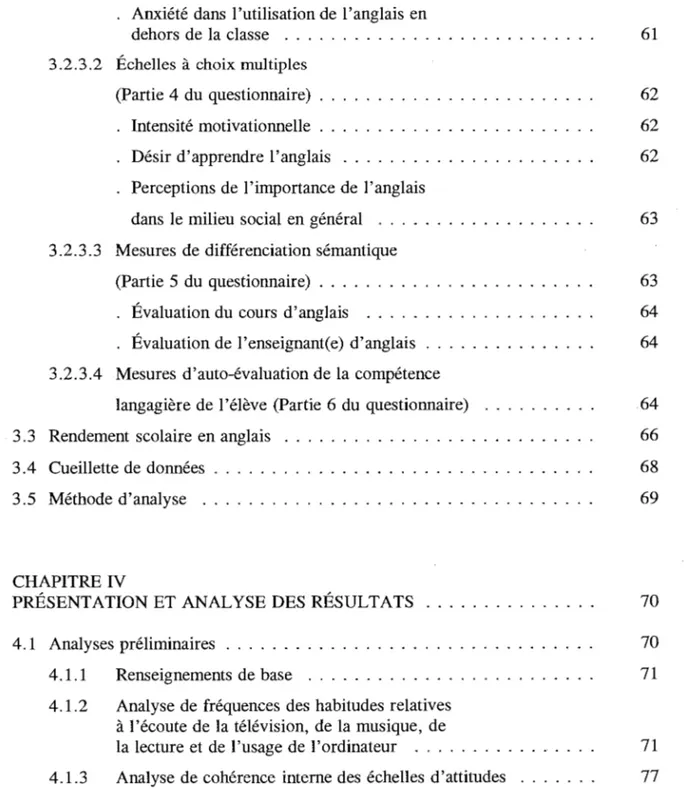 Table des  matières  iv 