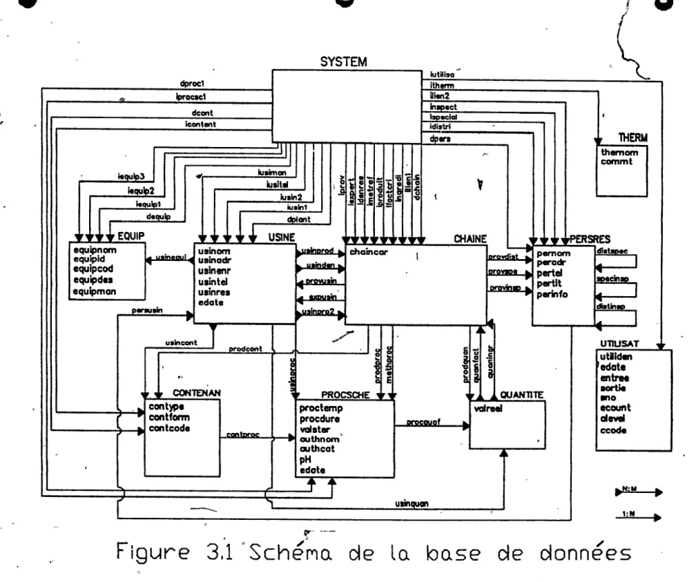 Figure  3,'1  0  Sché~a.  de  la.  ba.se  de  donnees  / 