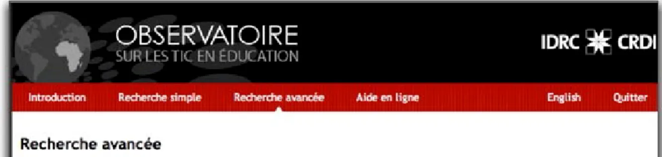 Figure 18 : Onglet « Recherche avancée »