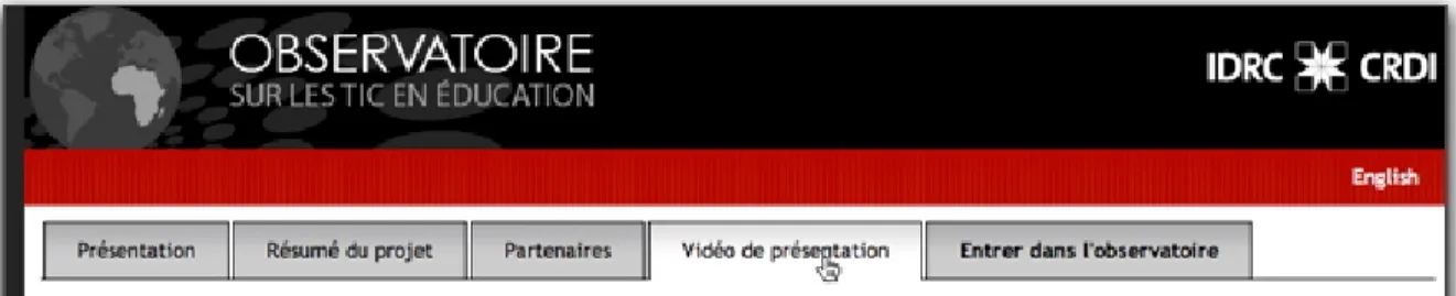 Figure 5 : Onglet « Entrer dans l’Observatoire »