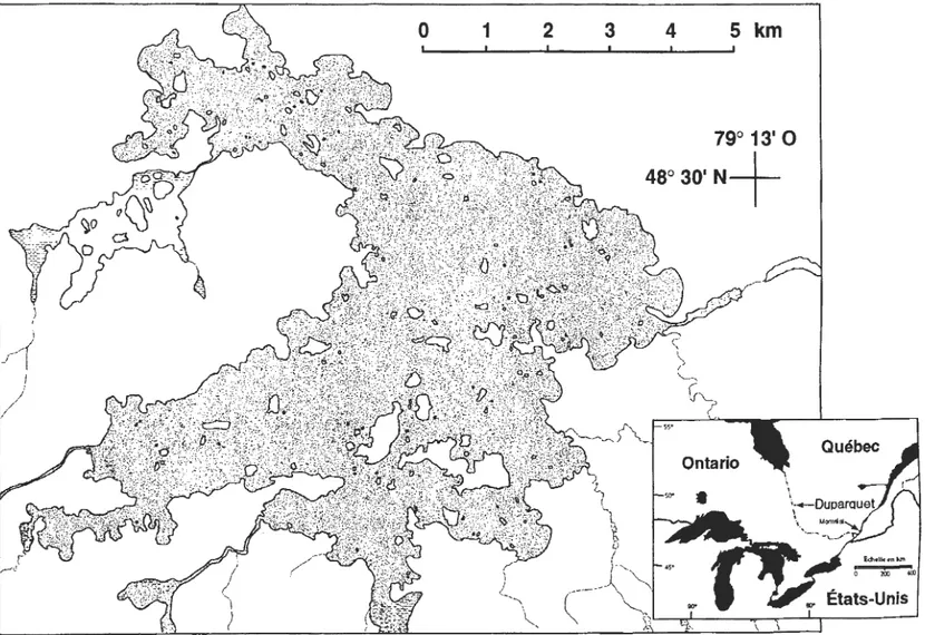 Figure A.2  Représentation graphique et situation géographique de la région du Lac Duparquet