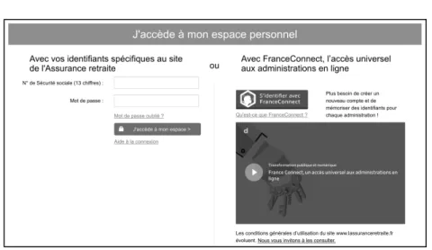 Figure 2. Interface de connexion à de l’Assurance retraite 