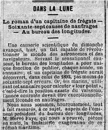 Figure 1 - &#34;Dans la lune&#34;, article publié dans le journal Le Matin du 23 janvier 1893, première partie (Source : gallica.bnf.fr) 