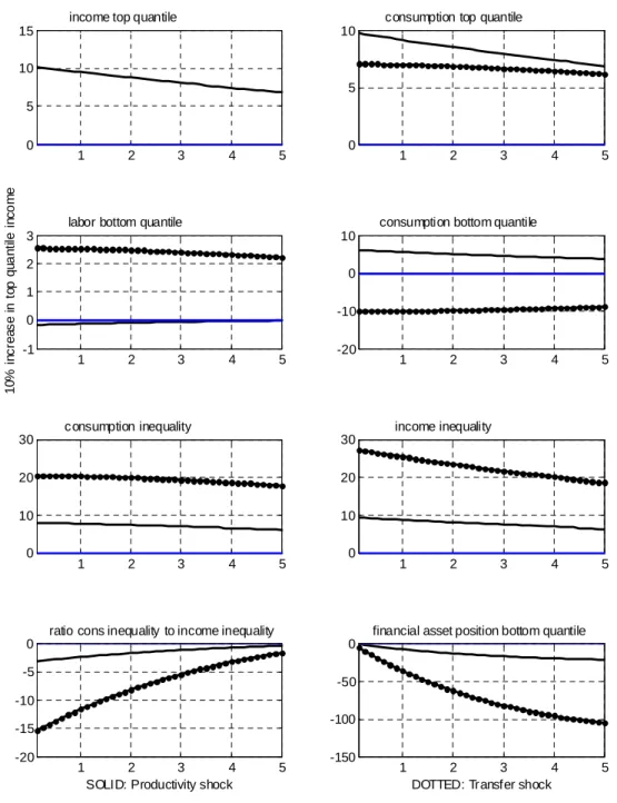 Figure 4.2: Impulse response function to a 10% increase in income for the top income quantile