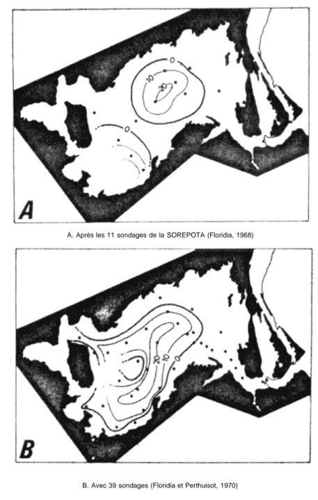 Fig. 4.- Reconstitution des isopaques de la couche de sel gemme dans la Sebkha el Melah