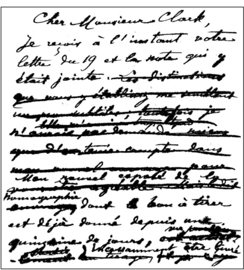 Figure 2.5 – Un exemple de lettre « de justification » de d’Ocagne à Clark (24 septembre 1907).