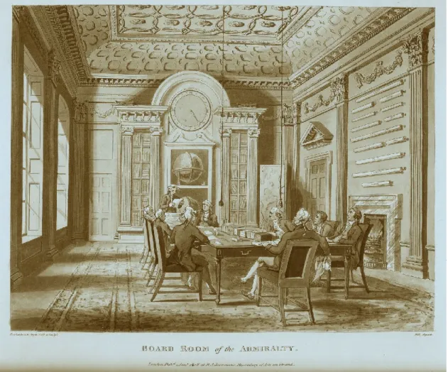 Figure 2 - Board Room of the Admiralty from Microcosm of London [1808-10, London] (Source : Rudolph Ackermann et William  Henry Pyne, British Library) 