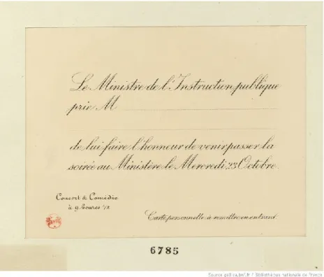Figure 3 - Carte personnelle d’invitation au Ministère (Source : gallica.bnf.fr) 