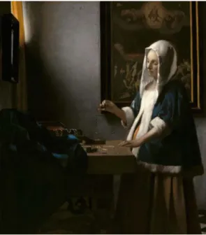 Figure 1: Woman Holding a Balance (1664) de Johannes Vermeer 