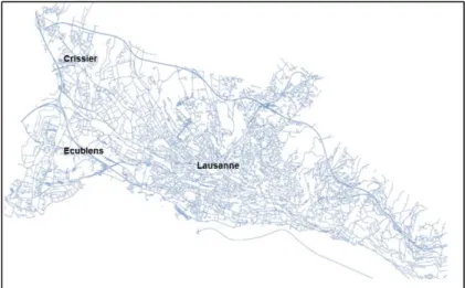 Figure 2.5:Réseau de transport routier dans l’agglomération Lausannoise  Tirée de Chenais et al (2014, p.15) 