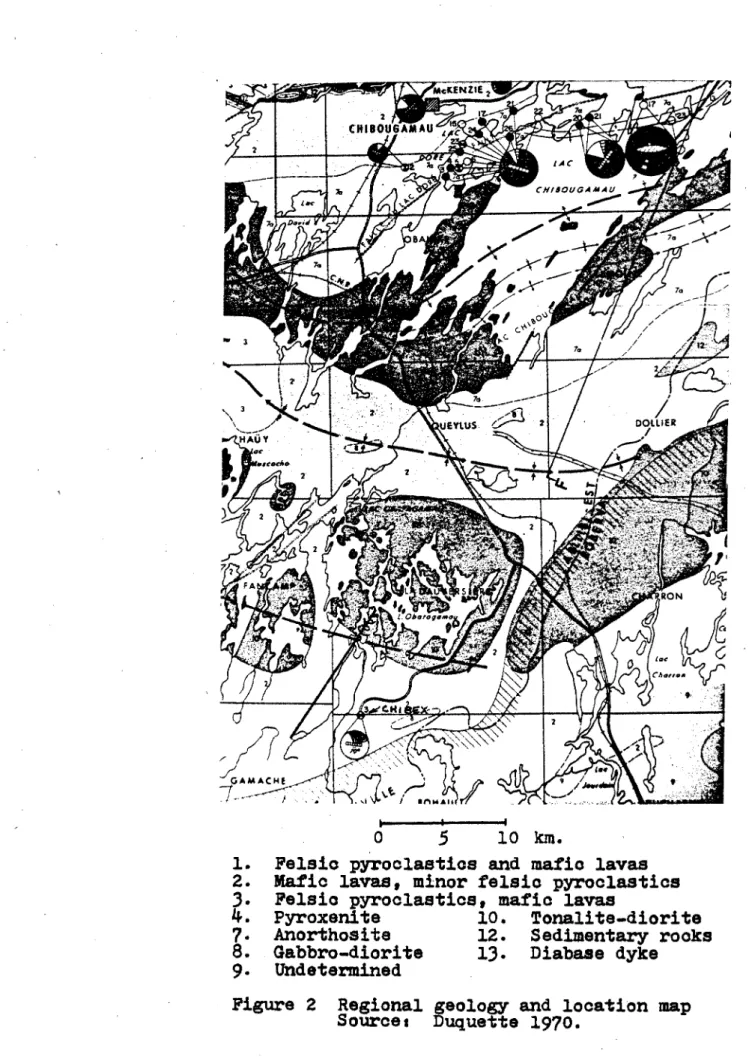 Figure  2  Regional  geology  and  location  map  Sourcea  Duquette  1970. 