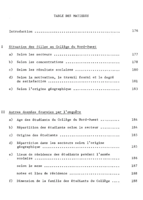TABLE  DES  MATIERES 