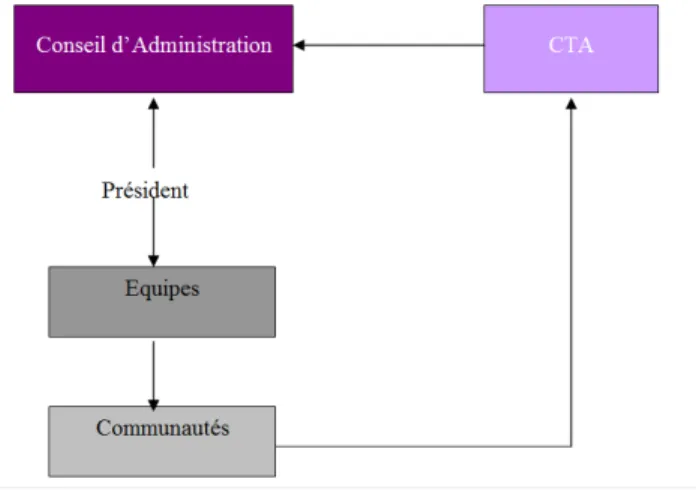 Figure 7 : Structure organisationnelle d’AgileCorp avant l’été 2010 – Forme verticale 