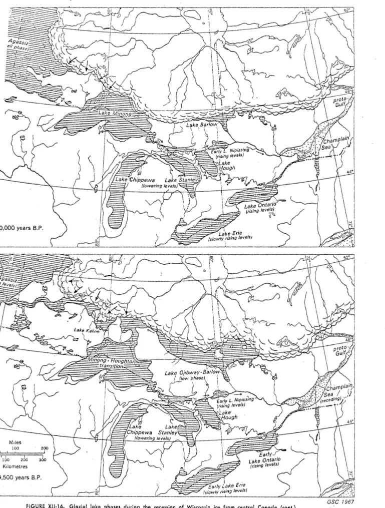 FIGURE  Xll-16.  Glac.ial  lake  pha•es  during  the  receuion  of  Wisconsin  ice  from  central  Canada  (cont.) 