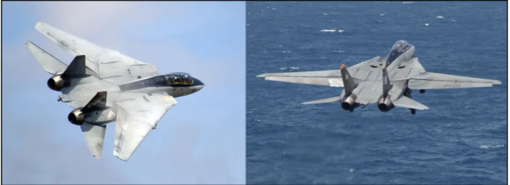 Figure 2.3 Concept de variation de l'angle de balayage (F-14 Tomcat)   Par US Navy (2004) du domaine public 