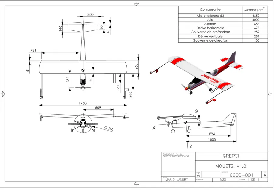 Figure 1.2  Dimensions de la MOUETS 16 