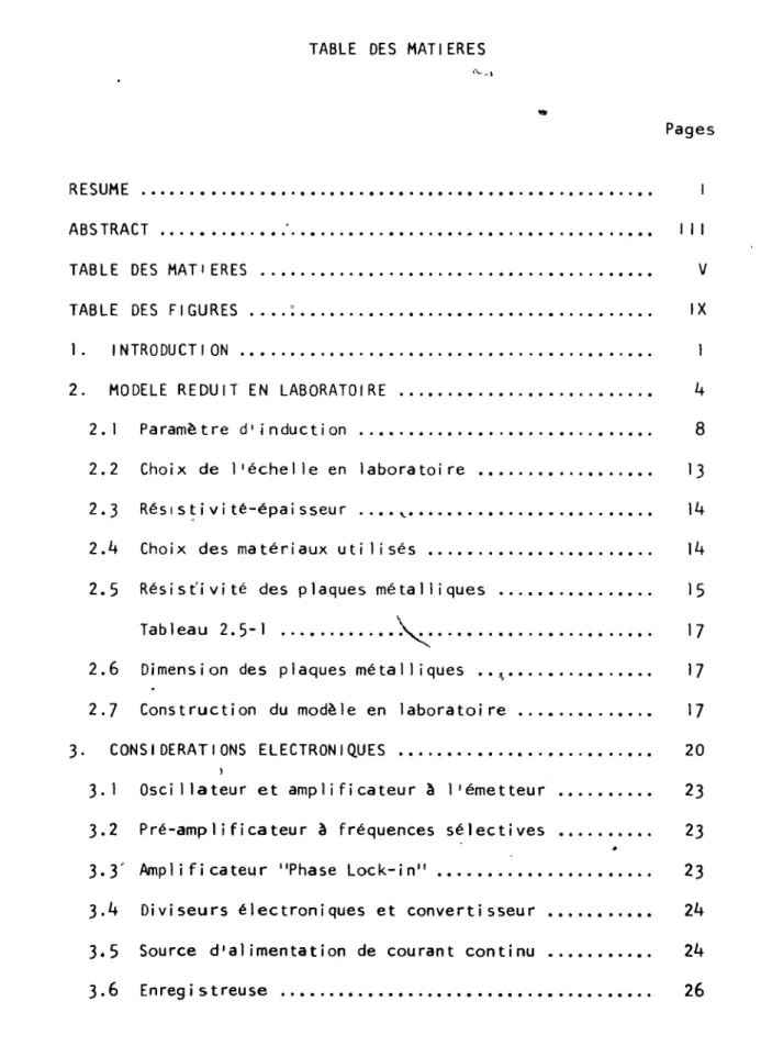 TABLE  DES  MATIERES 