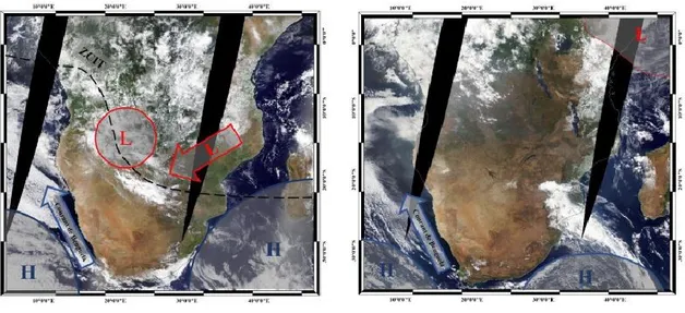 Figure 11 : Images MODIS modifiées (NASA, 2018). a. Patrons de circulations (3 décembre 2017)
