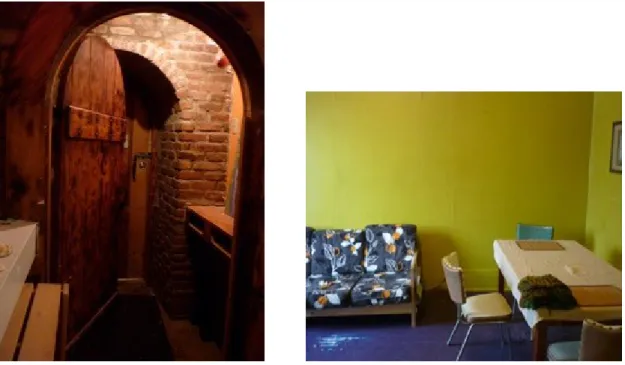 Figure 1.6 and 1.7:: left photograph of my current front door; right, former living room on St
