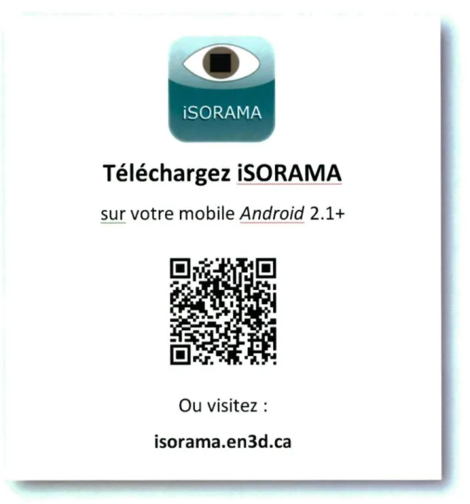 Figure 20 : Instructions pour télécharger l'application mobile Isorama (graphisme par l'auteur).